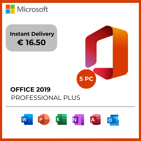 Microsoft Office 2019 Professional Plus – 5 PC – Activation Key